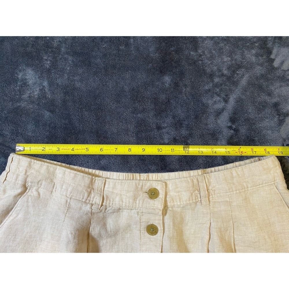 Lands' End Womens 18W Button Front Linen Midi Skirt Beige Cream Pockets Plus - Picture 7 of 10